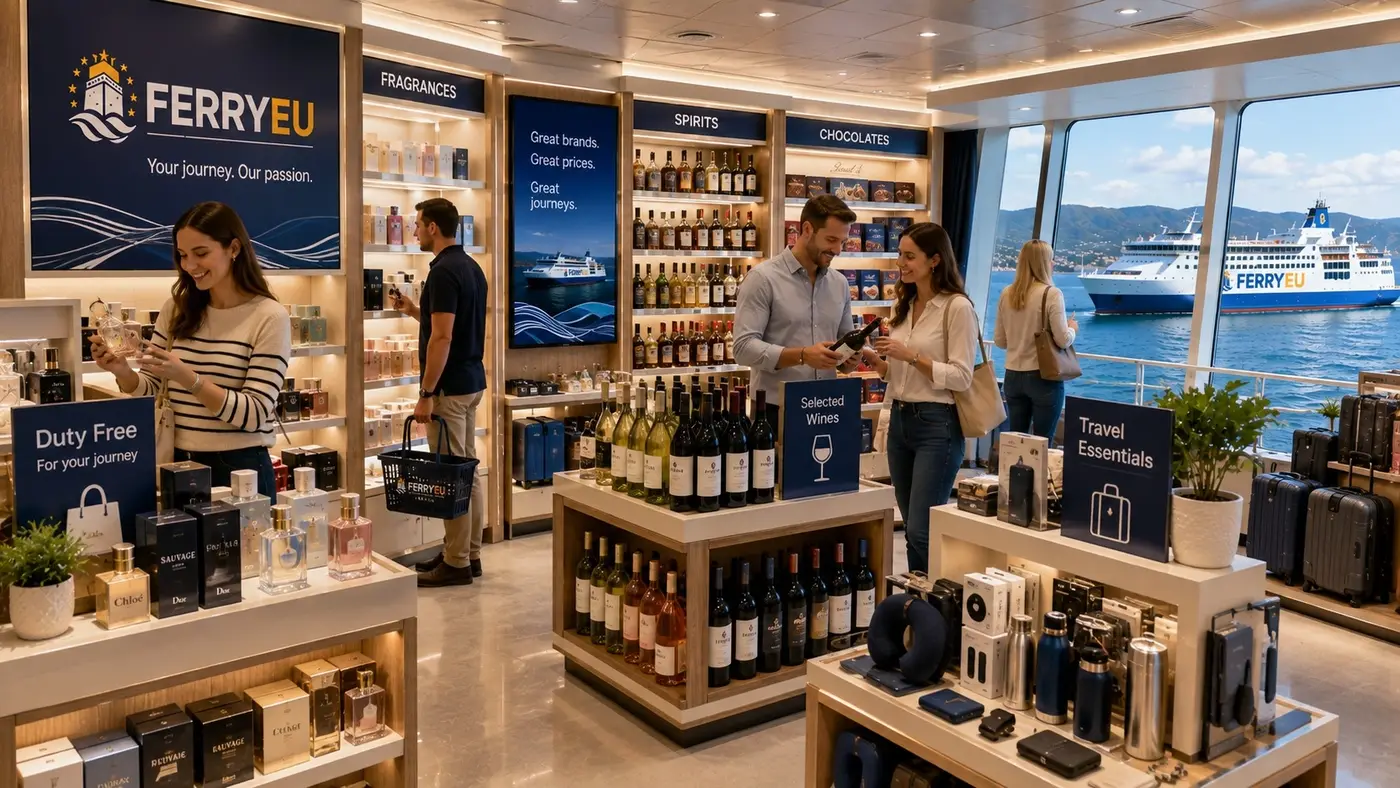 Belastingvrije winkel aan boord van een veerboot
